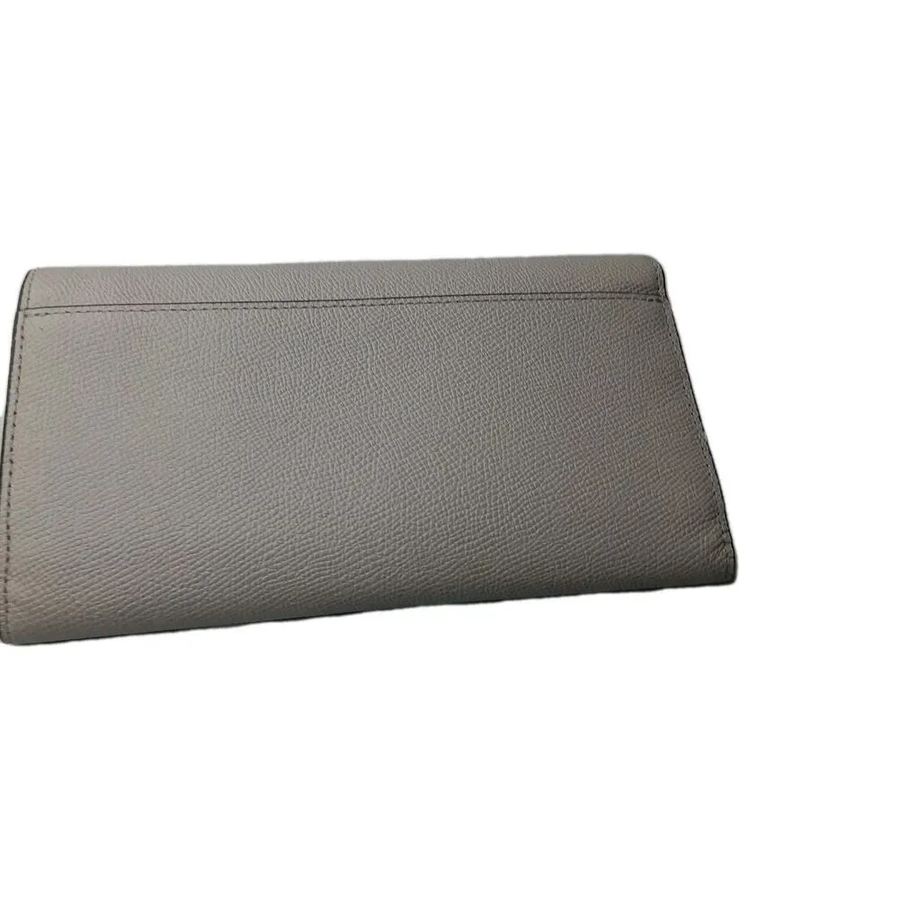 Coach Slim Trifold Wallet Taupe Brown/Gray Refined Pebble Leather